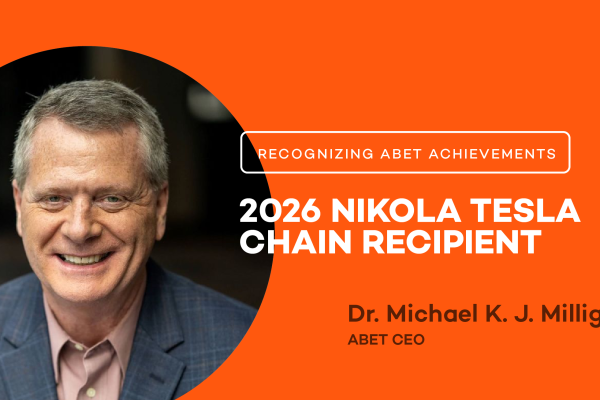 ABET CEO Michael Milligan, Ph.D., winner of the Nikola Tesla Chain Award